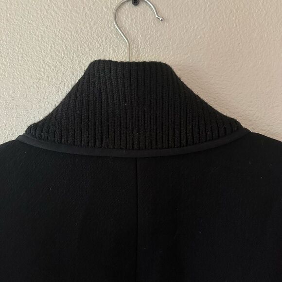 J Crew Black Double Cloth Cocoon Patch Pocket Peacoat Wool Blend Coat Size 8 - Picture 11 of 12